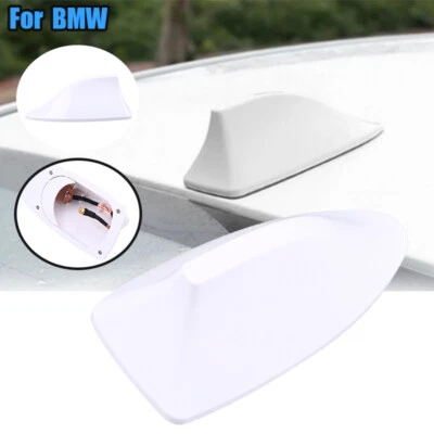 US Shark Fin Roof Car Antenna White Radio FM/AM Antena Cover Universal Screw - Image 1 of 4