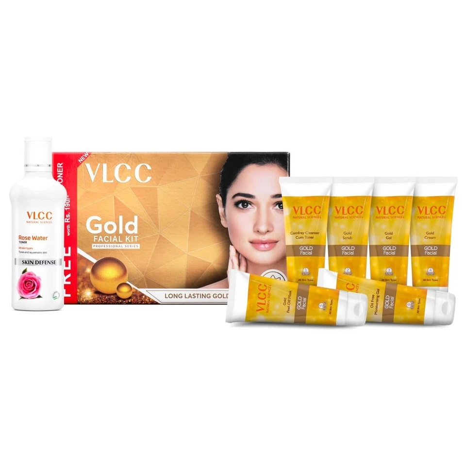 VLCC Gold Facial Kit with Rose Water Toner 24K 胶体金 300g + 100ml — 第 1/4 张图片