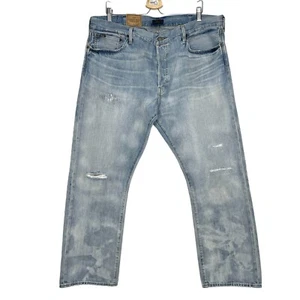 Polo Ralph Lauren Varick Slim Straight Patch Distressed Jeans 40x30 - Picture 1 of 11