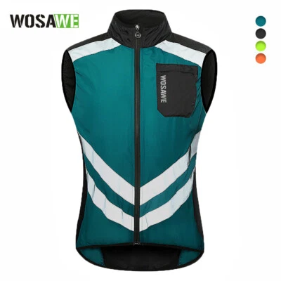 WOSAWE Herren Radweste MTB Straßenrad Reflektierende Jacke Fahrrad Sport Gilet - Image 1 of 4