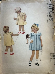 Vtg 1947 CUTE McCall Baby DRESS Sewing Pattern Sz 1 - Picture 1 of 3
