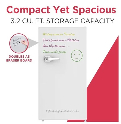 Frigidaire 3.2 Cu Ft Retro Eraser Board Compact Mini Fridge Dorm Room Adjustable - Image 1 of 4