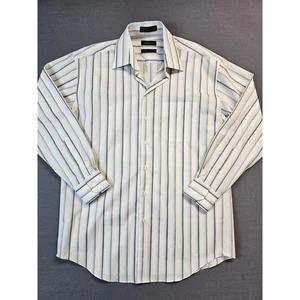 Mens Claiborne Wrinkle Free Striped Dress Shirt Large 16 34 35 Cotton - Picture 1 of 7