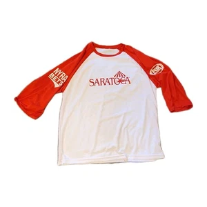 Saratoga Horse Race Track Promo Raglan Sleeve Shirt NYRA Harness Trotters NY OTB - Picture 1 of 6