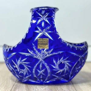 Varsovia Crystal Glass Fruit Basket Candy Bowl Poland 8"x5"x7" Used - Picture 1 of 13