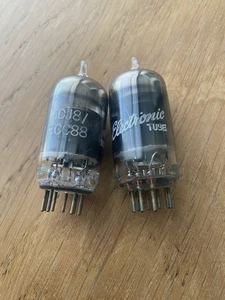 Par de obtenedores de lámina de vidrio ahumado gris Ge ECC88 / 6DJ8 a juego - Imagen 1 de 2