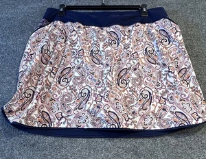 Lands’ End Swim Skort 18W Blue Pink Beige Paisley Vacation - Picture 1 of 9
