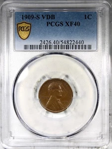 1909-S VDB Lincoln Cent PCGS XF40 Circulated KEY DATE 1C - Picture 1 of 4