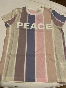 Spiritual Gangster Kids Striped Classic Peace Tee Sz 8 NWT - Picture 1 of 4