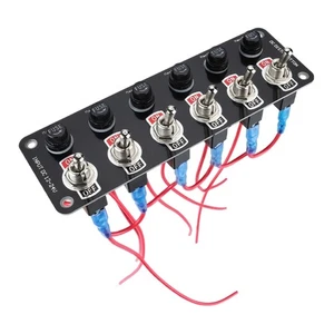 6 Gang Rockers Toggle Switch Panel with 10A Fuses ON Off SPST Switch for RVs Car - Photo 1 sur 8