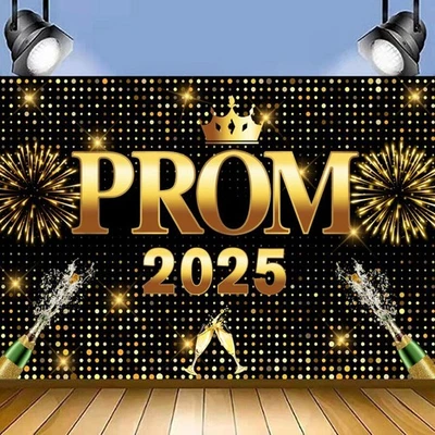 Baile de graduación 2025 Felicitaciones Telón de fondo Banner Graduación Ceremonia Fiesta Fondo Foto 1 de 3