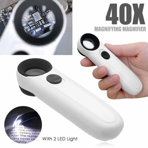 Handheld Magnifying Glass Led Light 40X High Powe IlluminatedMagnifier Portable - Picture 1 of 12