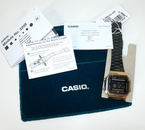 Casio A168WEGB-1BDF Unisex Retro Adults Watch, Black Stainless Steel Band, 34mm - Picture 1 of 18