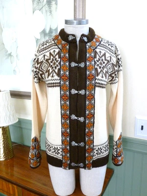 DALE OF NORWAY Cardigan Sweater Women Sz 44 Eur Bust 40" Pewter Clasps 100% Wool - Image 1 of 4