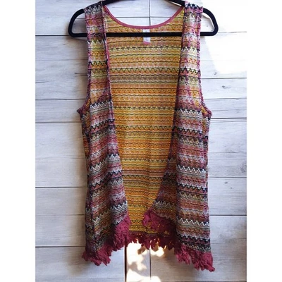 Colete Transparente NoBo Sem Limites PLus Tamanho 2X Multicolorido Franja de Crochê Cachoeira - Imagem 1 de 4