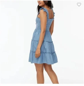 J. Crew NWT Chambray Sleeveless Ruffle Dress, XXL - Picture 1 of 13