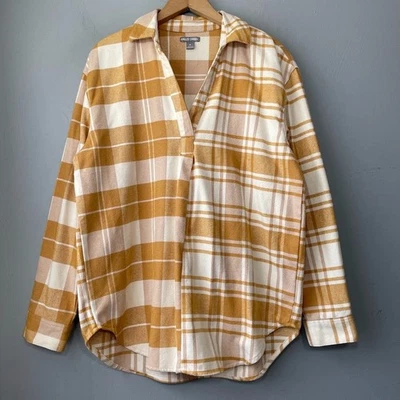 Falls Creek Plaid Country Flannel Size Medium Popover Shirt Blokecore Casual - Image 1 of 4