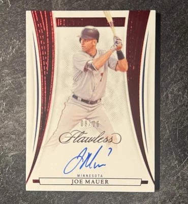 Panini Flawless Joe Mauer 2023 #DA-JM Distinguished Ruby On Card Auto #/20 Gemelos Foto 1 de 2