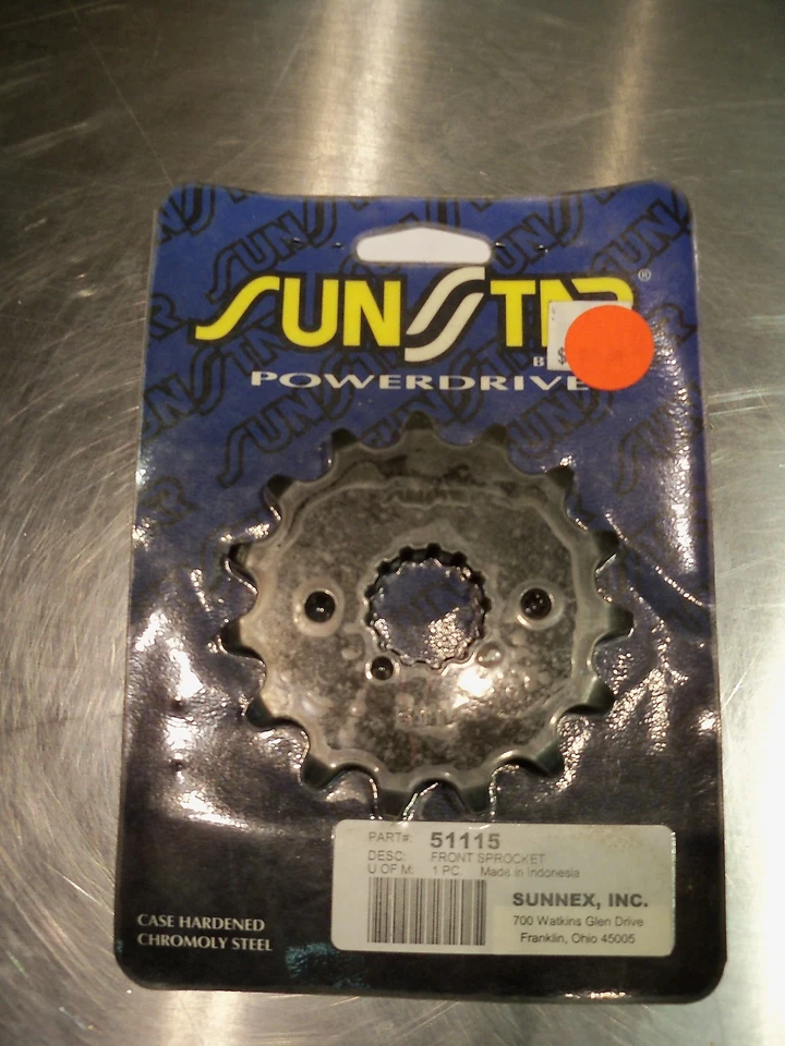 NOS SUNSTAR 51115 FRONT COUNTERSHAFT SPROCKET 15T KAWASAKI SUZUKI YAMAHA - Image 1 of 1