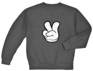 Peace sign sweatshirt Men's dark gray peace fingers cool hippie peace sign - Picture 1 of 1