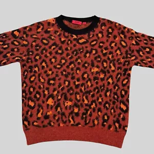 Hugo Boss Sweater Women’s XS Alpaca Wool Knit Leopard Jumper Orange Black Yellow - Picture 1 of 11