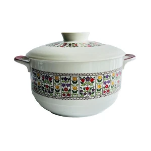 Cuenco para servir cubierto floral Royal Doulton China Fireglow con asas - Imagen 1 de 17