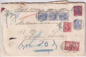DR Mi.Nr. 71, 72, 77, 78 Ab MiF Wertbrief 15000 M Obertsroth - Baden-Baden 1905 - Picture 1 of 3