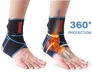 TOP GRADE ADJUSTABLE ANKLE SUPPORT BRACE BREATHABLE ELASTIC FOOT STRAP SLEEVES - Picture 1 of 4
