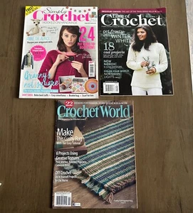 Lot of 3 Crochet Magazines - Love of Crochet, Simply Crochet & Crochet World - Picture 1 of 2