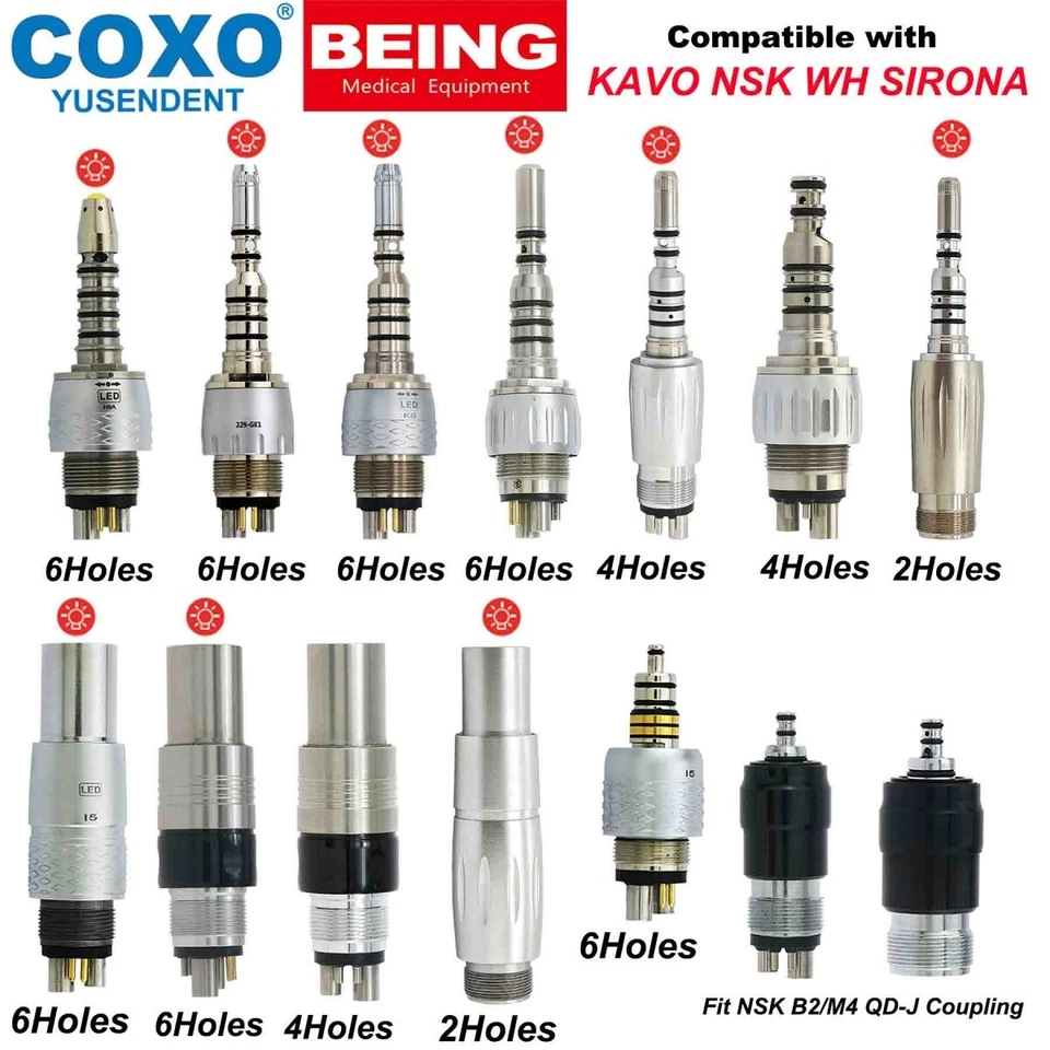 Acoplador de acoplamiento LED dental de 2/4/6 pines BEING COXO para pieza de mano KAVO NSK WH SIRONA Foto 1 de 4