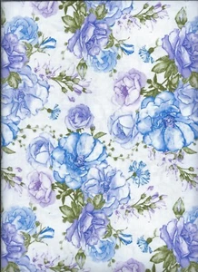 "Judy's Blooms", Roseland, Blue,  Benartex, Fabric BTY - Picture 1 of 1