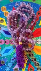 AMETHYST Japa Mala, Purple Amethyst JAPA MALA NECKLACE, 108 PRAYER BEAD Mala - Picture 1 of 1