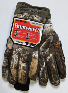 Huntworth Gunner Size M/L RealTree Edge Hunting Camo Fur Like Lining Gloves