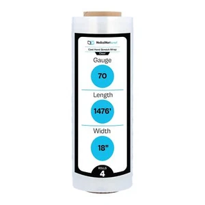 4 Rolls 17"x1476' 65 Ga Cast Hand Stretch Wrap Bundling Plastic Shrink Film - Picture 1 of 9