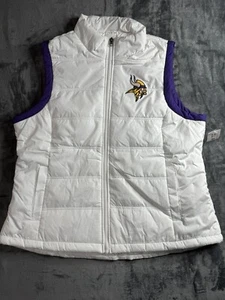 NFL Apparel Minnesota Vikings Mujeres Talla XXL Chaleco acolchado Blanco Bolsillos con cremallera completa - Imagen 1 de 20