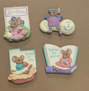 Lot Of 4 Vintage Avon Mouse Favorite Times Collection Magnets Shop Bake Sew Read - Picture 1 of 10