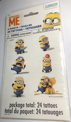 Despicable Me Tattoo Sheets/Favors - 4 Sheets - Total of 24 Tattoos  - Image 1 of 2