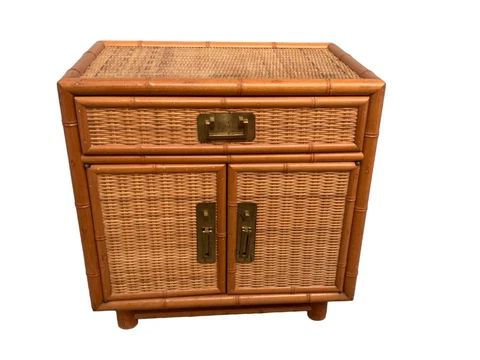 Vintage faux bamboo and wicker nightstand Cover
