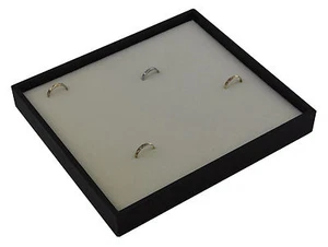 Black Wooden Textured Ring Display Tray with White Velvet Pad to hold 36 rings - Picture 1 of 1