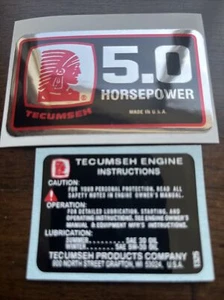 Tecumseh Engine-decals H50 V50 minibike Tiller Mower Chrome Classic Set 2 - Bild 1 von 2