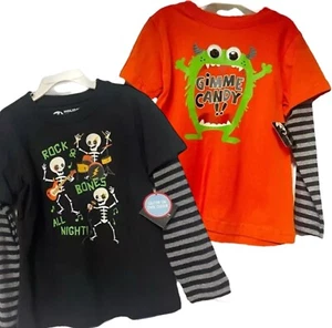 NWT! ~ SET OF 2 ~ HALLOWEEN Toddler Boys / Kids 4T 2 for $12 Long Sleeve Shirts - Picture 1 of 12