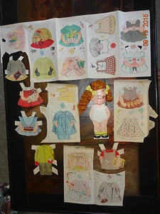 Vintage Lot Cut & Uncut Paper Dolls 11" Cardboard Girl Outfits Dresses Clothes  - Picture 1 of 6