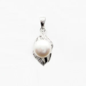 AURORA GEMS® 925 Silver Pendant 27x11.5mm with Freshwater Pearl - Picture 1 of 1