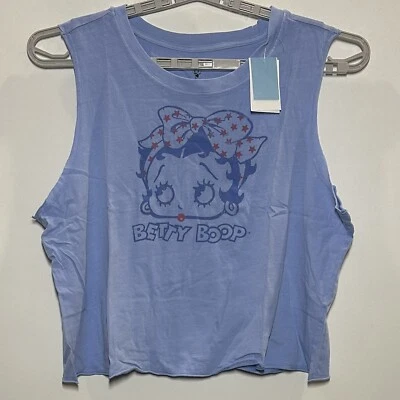 Women's Betty Boop Bow Stars Graphic Tank Top Blue L - Image 1 of 3