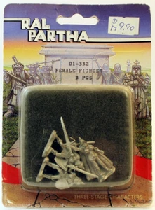 Ral Partha 01-332 weibliche Kämpfer: ATD&D - 3 Miniaturen 28 mm Maßstab Vintage - Bild 1 von 2