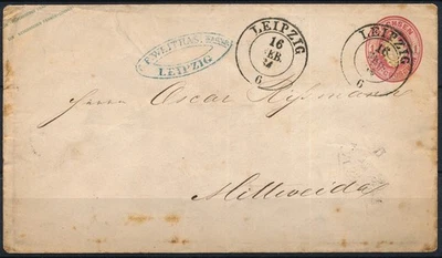 GERMANY - LEIPZIG,  CLASSIC UPRATED USED COVER TO MITTWEIDA. #A940 - Image 1 of 2