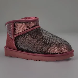 Nuevas Botas de Pelota UGG Clásicas Ultra Mini Espejo Lentejuelas Uva Anchas Talla 8 - Imagen 1 de 11