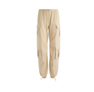 Pantaloni cargo Alice + Olivia Shara paracadute donna 4 tasche panna mandorla con polsini - Foto 1 di 12