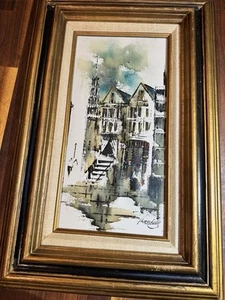 Rare Original, Set Of 2 Signed Adriano Marchello Oil Painting Paris 14 1/2 X 23 - Picture 1 of 10