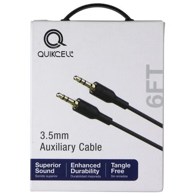 Quikcell (6 Foot) 3.5mm Auxiliary Cable - Black - Image 1 of 2